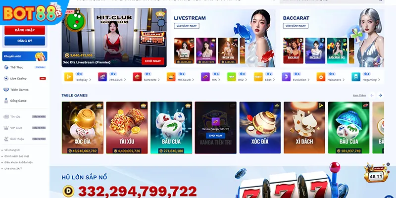 Giao diện tổng thể hệ sinh thái BOT88 cho thành viên đã đăng ký