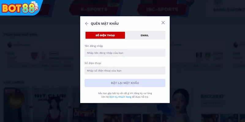 Cách lấy lại mật khẩu đăng nhập BOT88 nhanh chóng